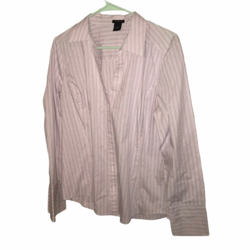 Ann Taylor pink striped button up